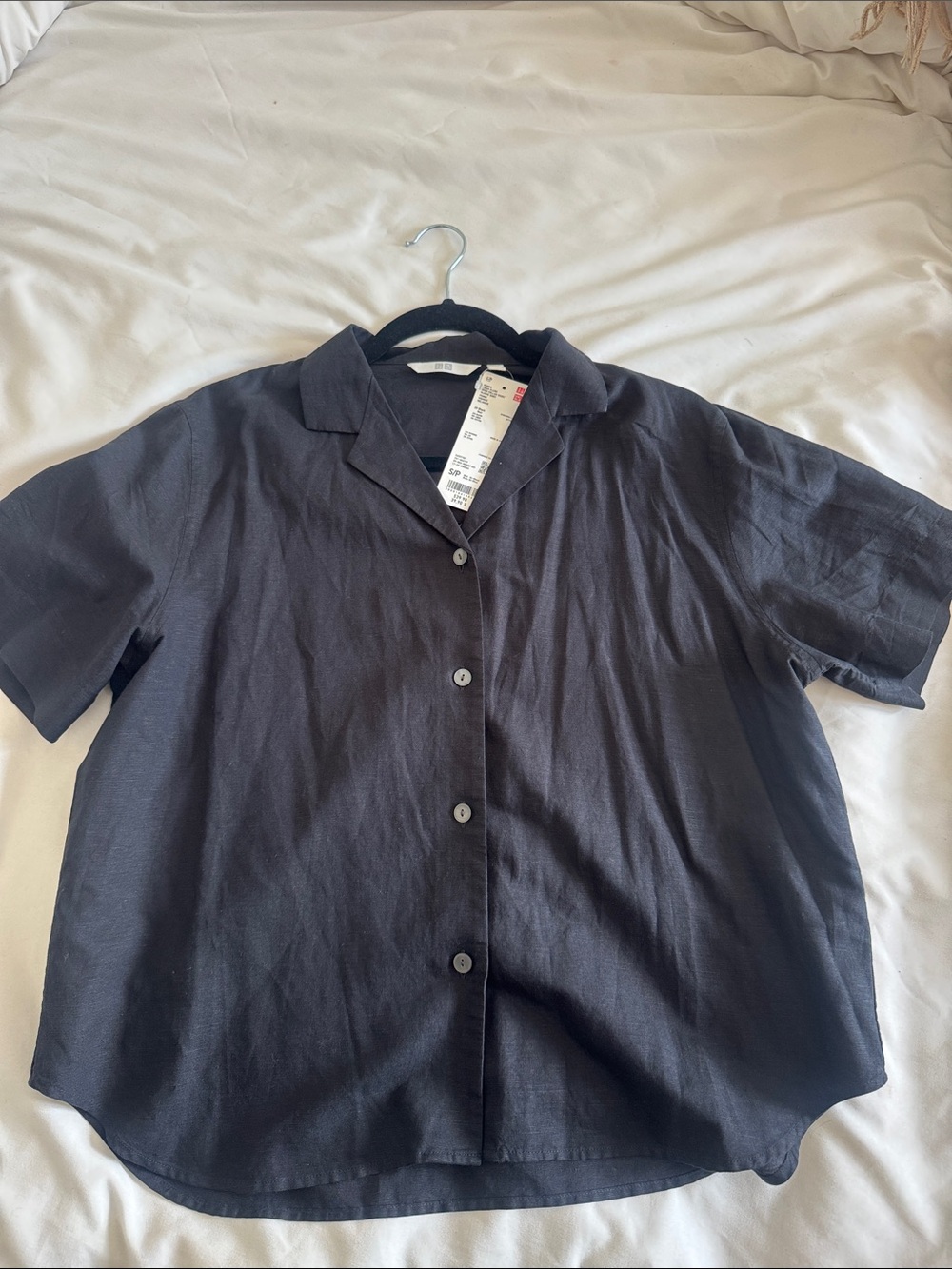 Uniqlo Black Short-Sleeve Button-Down Kids Shirt